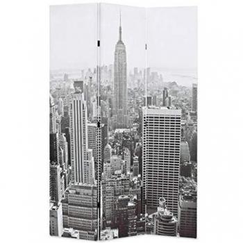 vidaXL Biombo Divisor Plegable 120x170 cm Nueva York Blanco y Negro Separador