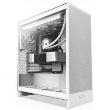 Torre Gaming NZXT H7 Flow 2024 ATX Midi Tower Blanca con Cristal Templado y Optimización de Flujo de Aire