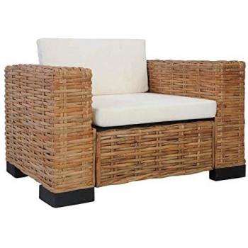 vidaXL Sillón con cojines de ratán natural