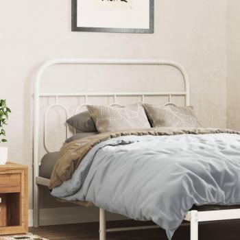 Cabecero de metal blanco 107 cm vidaXL con estructura metálica, acabado en color blanco, diseño moderno y elegante, dimensiones de 107 cm de ancho, fácil instalación y adecuado para colchones estándar