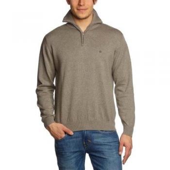 Casamoda - Jersey de punto de manga larga con cuello mao para hombre, color piedra