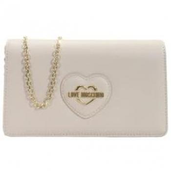 Love Moschino Écru Heart Clutch Bag with Gold Logo for Women, One Size