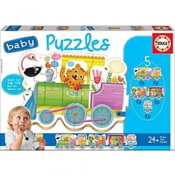 Educa - Tren de los Animales Pack de 5 Puzzles, Multicolor