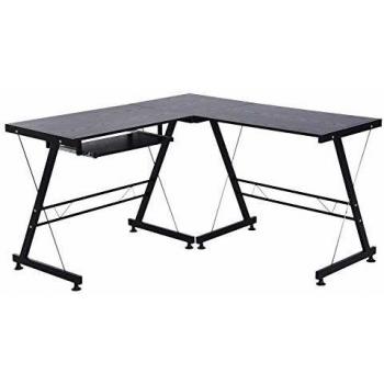HOMCOM Mesa de Ordenador PC Escritorio para Oficina Hogar 2 Tipos Mesa Esquinera Forma L Escritorio Recta Marco Acero