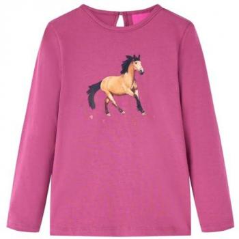 Camiseta de Niño de Manga Larga Estampado de Caballo Jersey Ropa Infantil Frambuesa 128