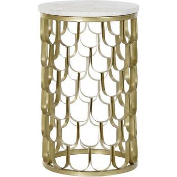 Mesa auxiliar DKD Home Decor 30,5 x 30,5 x 50 cm Dorado Blanco Plástico Mármol Hierro
