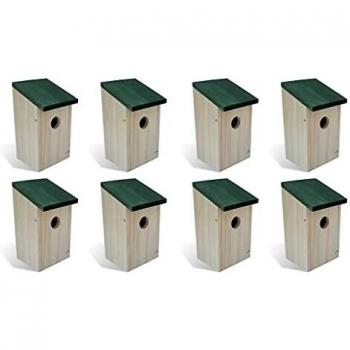 vidaXL 8X Casa para Pájaros Madera 14x15x22 cm Pajarería Caseta Nido Mascotas