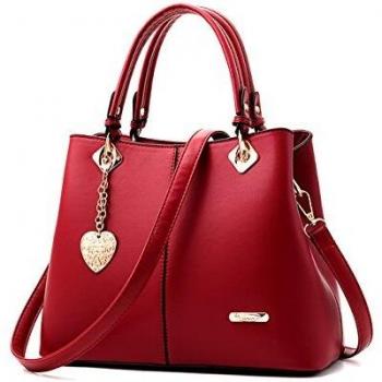 Tisdaini Bolsos de mano mujer Moda Tote Bolsa de mensajero Bolsa de hombro Bolsos bandolera Vino Tinto