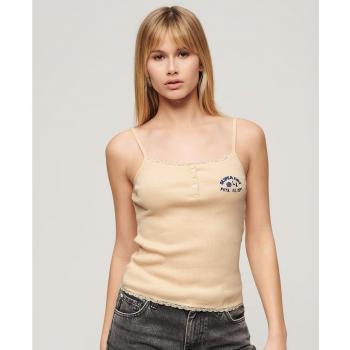 Top de tirantes con botones Essential beige para mujer