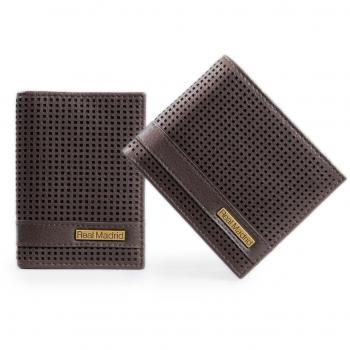 Real Madrid - Cartera y Tarjetero Hechos a Mano con Piel de Calidad Premium. Juego de 2 piezas. Color Marrón - RMJ-80022B
