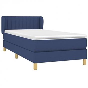 Cama Box Spring con Colchón Tapizado de Tela Azul 80x200 cm