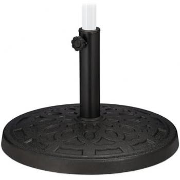 Soporte Sombrilla Resistente Ø 50 cm, Efecto Hierro Fundido, para Mástiles de 38-50 mm, Color Negro - Relaxdays