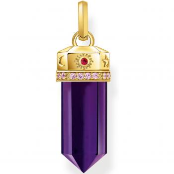 Thomas Sabo Gold Plated Hexagonal Pendant with Imitation Amethyst and Zirconia