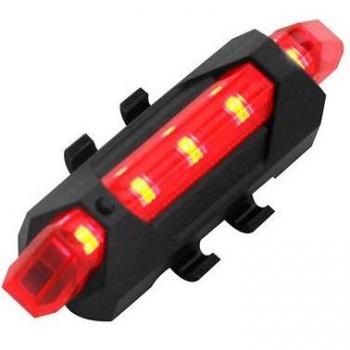 Linterna Trasera de Bicicleta con 5 LED Rojos, Batería Recargable USB, Impermeable, Luz de Seguridad de Posición