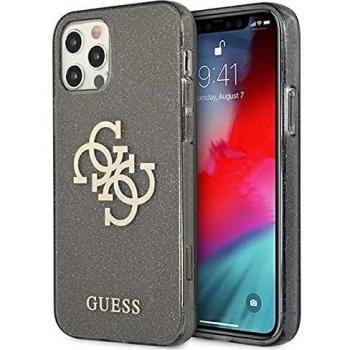 Funda Híbrida Guess Glitter 4G con Gran Logo para iPhone 12 Pro Max - Negra