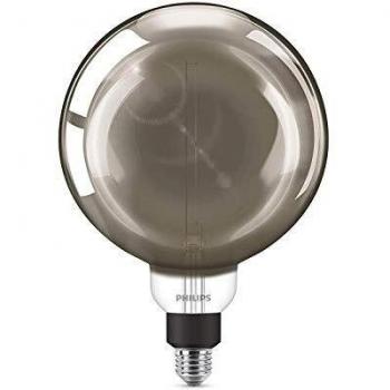 Philips bombilla LED globo ahumada, de filamento efecto vintage, casquillo gordo E27, 6.5 W, luz blanca fría regulable
