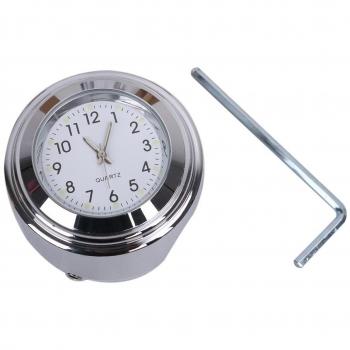 Maxquoia - Reloj Motocicleta Manillar Impermeable Cromado Superficie Blanco 7/8 o 1 para Harley Davidson Disc Glide Sport FXRSDG / Dyna Fat Bob FXDF / Street Bob FXDB / Super Glide Custom FXDC / Wide Glide FXDWG / Electra Glide Police FLHTP / Electra Gl