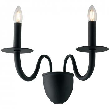 Aplique de pared Armstrong Twin Vela 2 luces Metal Negro 45x36x26cm