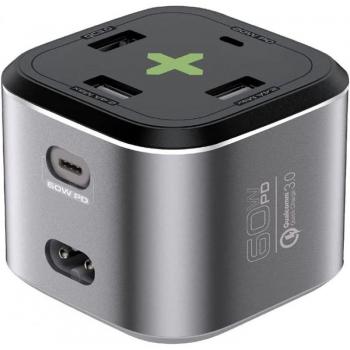 Hub de Carga USB-C Promate Powercube-PD80 80W con Puertos de Carga Rápida
