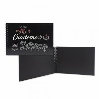 Cuaderno Bismark A5 para Lettering con Hojas Negras 180 g/m² y Espiral - 32 Hojas