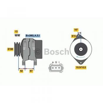 Alternador BOSCH 0 986 080 390 para Mazda B-Serie 2,5