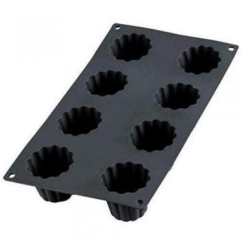 Lékué Multicavidad Negro Molde Gourmet CANNELE BORDELAIS 8 CAV, Silicona, 8 cavidades