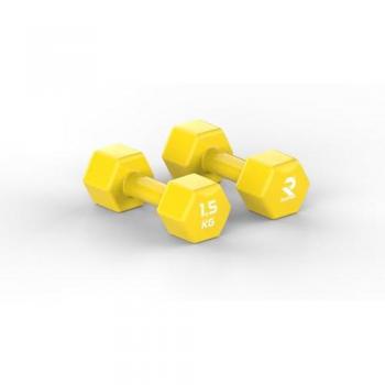 Mancuernas hexagonales de vinilo RUSTER Studio 1,5 kg (par) - Pesas Gym para Hombre y Mujer