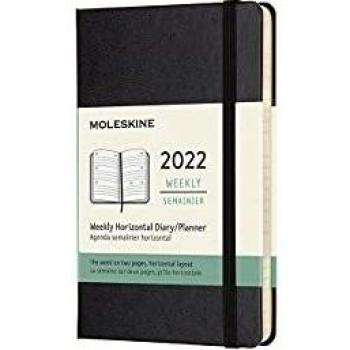 Agenda Moleskine 2022 Semanal Horizontal Pocket Tapa Dura Negra