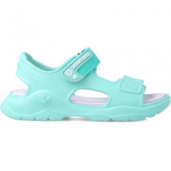 Sandalias Biomecanics Aqua y Rosa Flexibles para Niña con Velcro, ideales para Playa y Piscina, abiertas con logotipo y doble cierre adherente