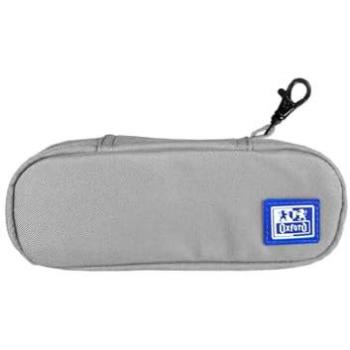 Estuche Escolar Oxford B-Hook Monocolor Gris, 20x4x4 cm, con Goma Elástica, Material Reciclado RPET