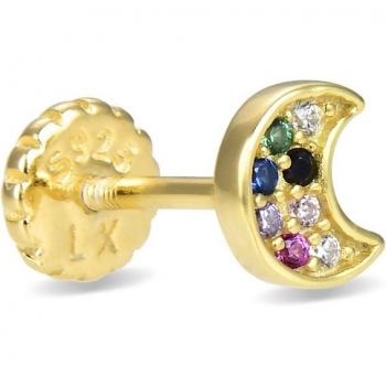 Pendiente individual Nali Personalizable de plata de ley 925 con baño de oro
