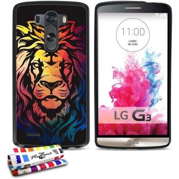 Carcasa flexible Ultra-Slim LG G3 VS98 de exclusivo motivo [Leon polygon] [Negra] de MUZZANO + ESTILETE y PAÑO MUZZANO® REGALADOS - La Protección Antigolpes ULTIMA, ELEGANTE Y DURADERA para su LG G3 VS98