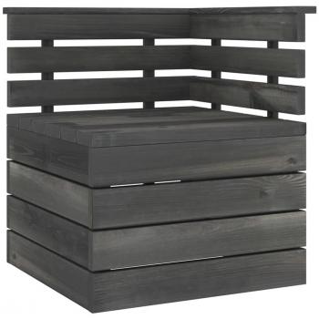 Sofá esquinero de palés para jardín en madera maciza de pino gris