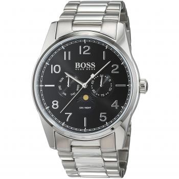 Hugo Boss Heritage Mens Quartz Black Analogue Classic Silver Stainless Steel Strap 1513470