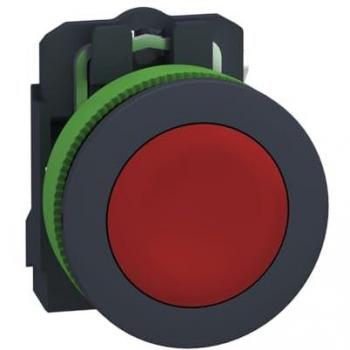 Pulsador Schneider XB5FA42, tipo Flush, color de botón Rojo, SPST, Montaje en Panel, grado de protección IP69, 1NC