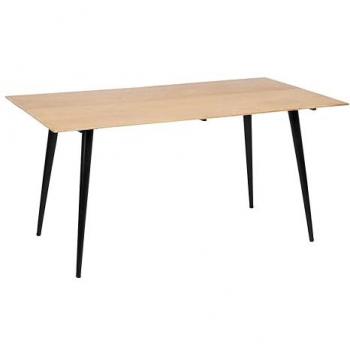 Mesa de Comedor Fija de Madera Natural y Hierro Negro 160 x 90 x 77 cm