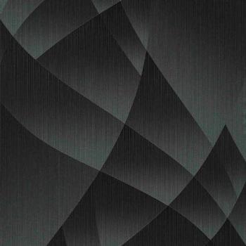Papel Pintado Geométrico Abstracto Lumina - Negro y Gris, Sin Ftalatos
