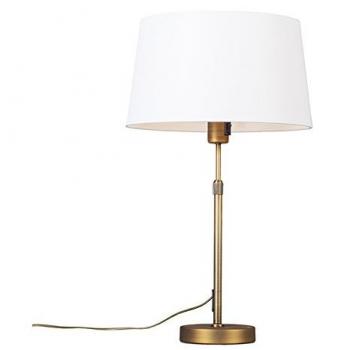Lámpara de mesa moderna ajustable de bronce con pantalla blanca 35cm, E27, adecuada para LED