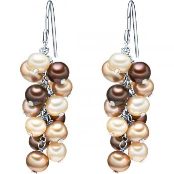 Pendientes Valero Pearls de Plata Esterlina con Perlas de Agua Dulce en Tonos Amarillo, Marrón y Chocolate - Diseño Cascada para Damas