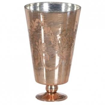 Copa Decorativa de Cobre con Cristal 18x18x31 cm - Originalidad Garantizada