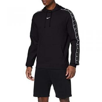NIKE M NSW Swoosh FLC Po Hoodie Ft Sweatshirt, Hombre, Black/Black/White, S