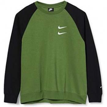 NIKE M NSW Swoosh Crew BB Sudadera, Hombre, Treeline/Black/White, Extra-Small