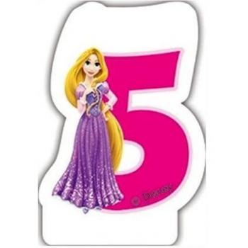 Procos Princesas Disney - Vela de Cumpleaños 5 Años Rapunzel Rosa