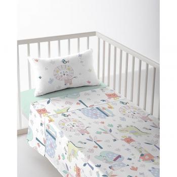 Juego de Sábana Cuna/Maxicuna Infantil Bebé 100% Algodón CLK Jungla Cool Kids Fabricado en España, incluye 2 piezas