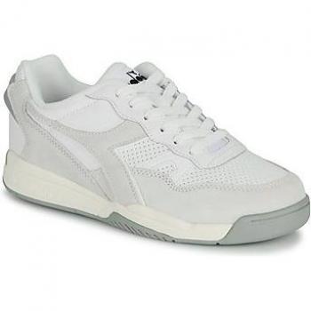 Diadora Unisex White Leather Sport Sneakers with Rubber Sole
