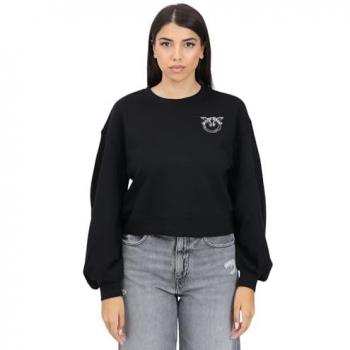 Pinko Women's Black Regular Fit Sweatshirt with Ceresole Logo - Size XS