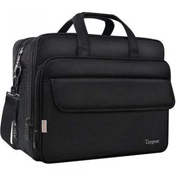 Taygeer Maletin Portatil 17 Pulgadas Elegante Maletin Ordenador Portatil Extensible Maletin para Portatil Portadocumentos Maletin Profesora Hombre Mujer para Trabajo Viaje Universidad - Negro