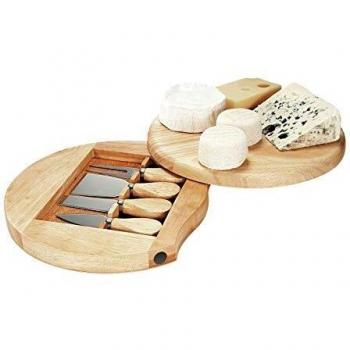 Livoo - Bandeja de madera giratoria para queso + 4 utensilios | Ideal para servir sus aperitivos, Tamaño compacto MEN28 Beige