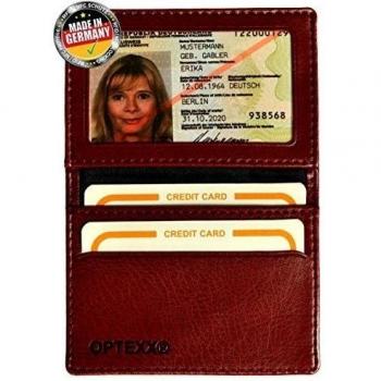 OPTEXX® Tarjetero RFID/NFC Maik Burdeos de piel vegi con OPTEXX® Protección
