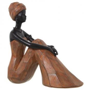 Figura Decorativa Alexandra House Living Africana Marrón Plástico 12 x 23 x 24 cm